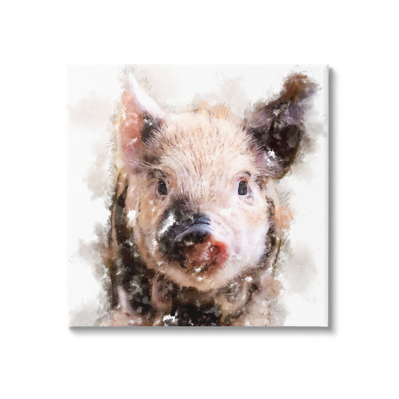«Baby Pig Face Abstract Portrait» par Kim Curationa, impression sur toile tendue, H 17 po x l 17 po x P 1,5 po