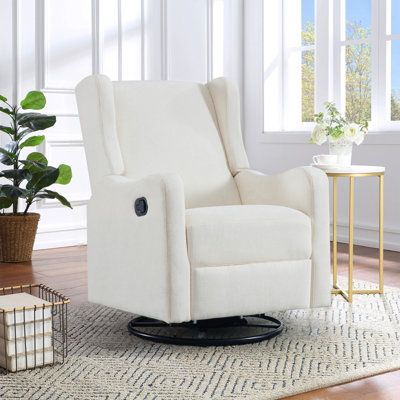 Wingback Nursery Glider Recliner Chair for Adults, Modern Swivel Gliding Rocker Recliners with Footrest, Comfy Chenille Rocking Chair Nursery for Livi by Lark Manor