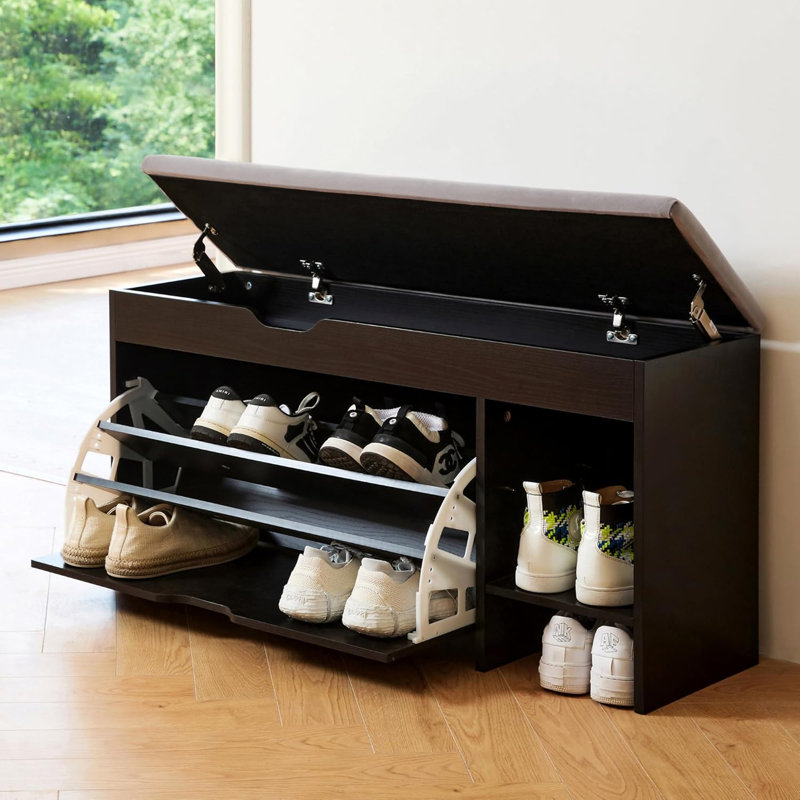 3-Tier Entryway Bench with Cushion