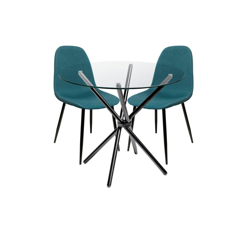 Quintan 2 -Person Dining Set, Teal, Black