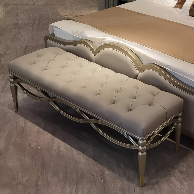 Banc rembourré en cuir de vache Coenraad, H 18,11 po x l 62,99 po x P 17,71 po