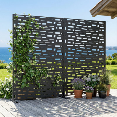 Two Packs Of Privacy Screens Irregular Rectangular Galvanized Steel