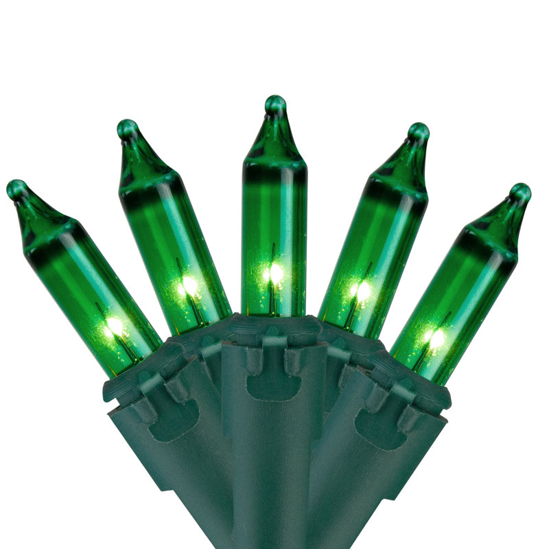 Mini lumières de Noël incandescentes - vert - fil vert de 24,5 pi - 50 carats