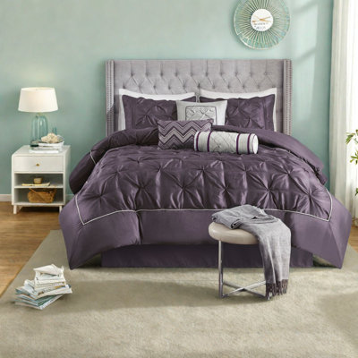Elegant Plum 7 Piece Bedding Sets Polyester Comforter For Home