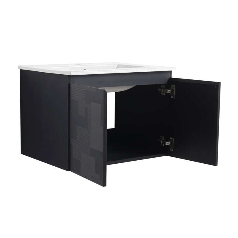 Meuble-lavabo mural flottant 24 po avec lavabo en céramique et armoire à fermeture en douceur, conception peu encombrante