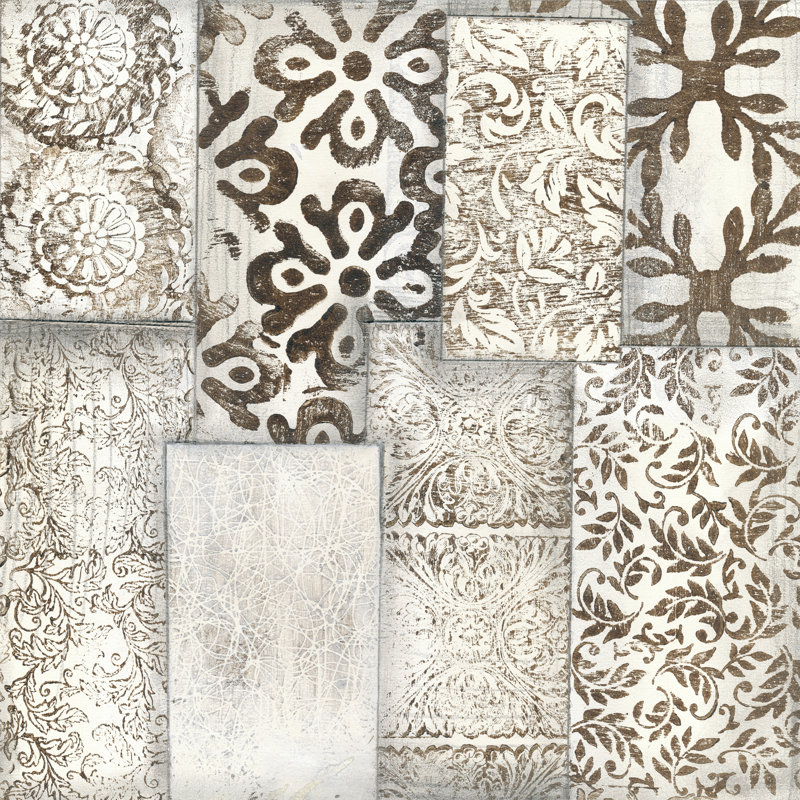 Neutral Patterned Patchwork I - Wrapped Canvas Print, 30cm H x 30cm W