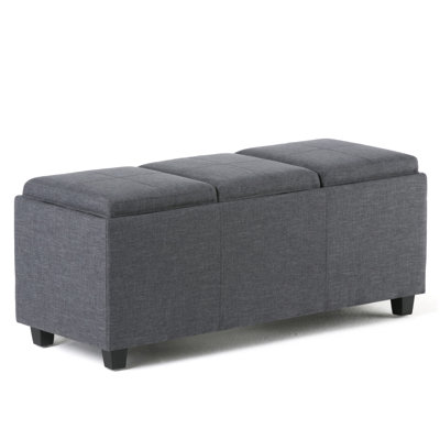 Avalon 42"W Upholstered Storage Ottoman with 3 Flip-Over Serving Trays