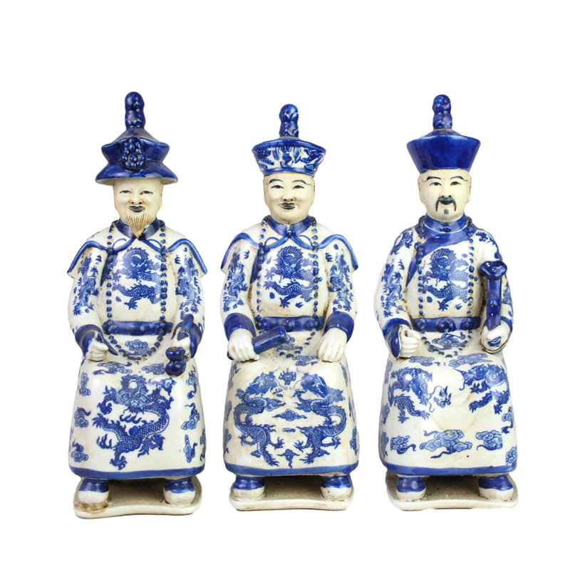 Ensemble de 3 figurines Qing empereurs de 3 générations