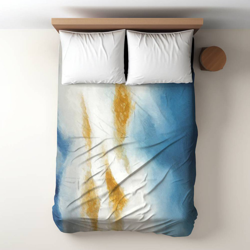 Polyester Sateen Duvet Cover, Twin Duvet, Blue Abstract Clouds