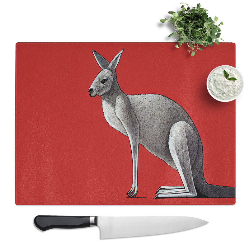 Kangaroo  Glass Chopping Board