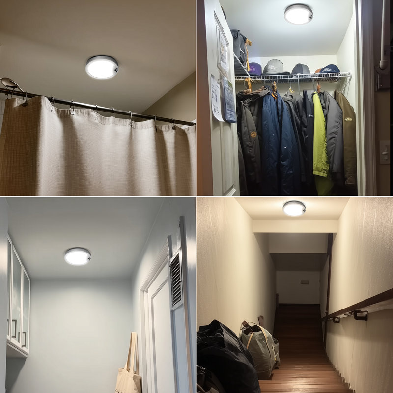 2 Pack Rechargeable Motion Sensor Ceiling Light Fixture with Remote, 6000mAh Battery Operated, 3 Colors, Dimmable, USB-C Charging, Cordless Closet Light, Auto/Night/ON Modes, 9 Inch