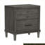 Table de chevet 2 tiroirs transitionnelle grise avec placage Okume