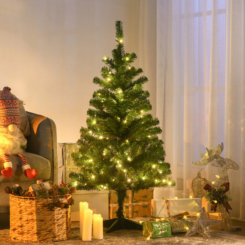 Arbre de Noël artificiel de 4 pi de hauteur avec 208 branches, 100 lumières DEL, ouverture automatique pour une installation facile et un décor des Fêtes