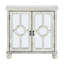 Commode d'appoint classique en blanc antique avec porte décorative en miroir, 2 portes d'armoire et rangement pour le salon-654962008