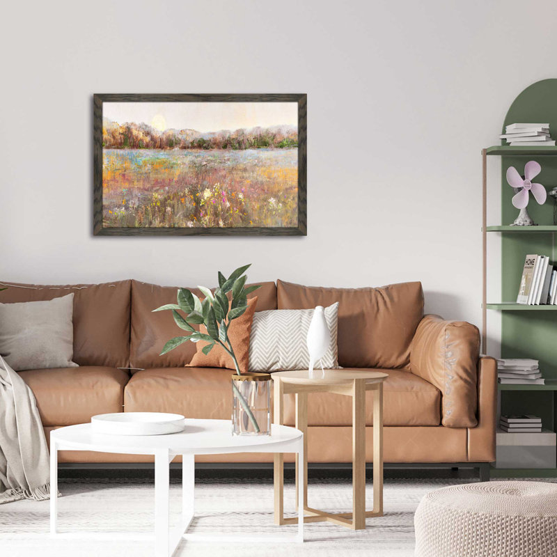 Meadow Moonrise par Katie Swatland - Peinture, L 39,5 po x H 27,5 po, Encadrement brun