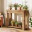Console en bois massif de 43,3 cm avec tablette de rangement à 2 niveaux, table d'appoint étroite pour entrée, couloir ou salon.