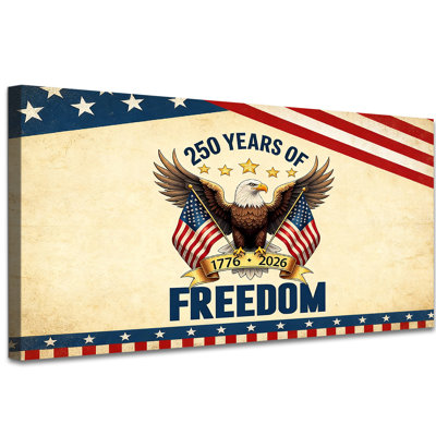 «America», art mural sur toile, grand aigle patriotique et peinture sur drapeau, 250e anniversaire 1776-2026, reproduction d'art sur toile pour le salon, le bureau, la journée des anciens Combattants 12 po x 24 po