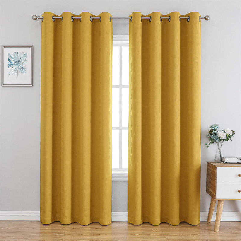 Embossed Blackout Curtain, Yellow, 50" W x 84" L