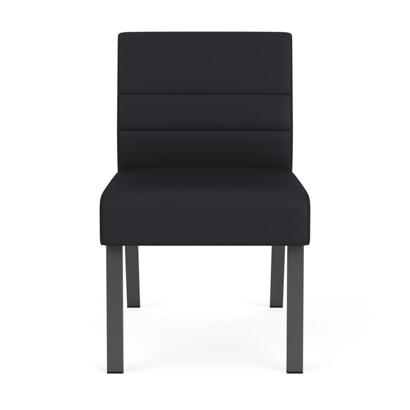 Chaise d'invité sans accoudoirs Waterfall, Gris anthracite, Vinyle noir Patriot Plus