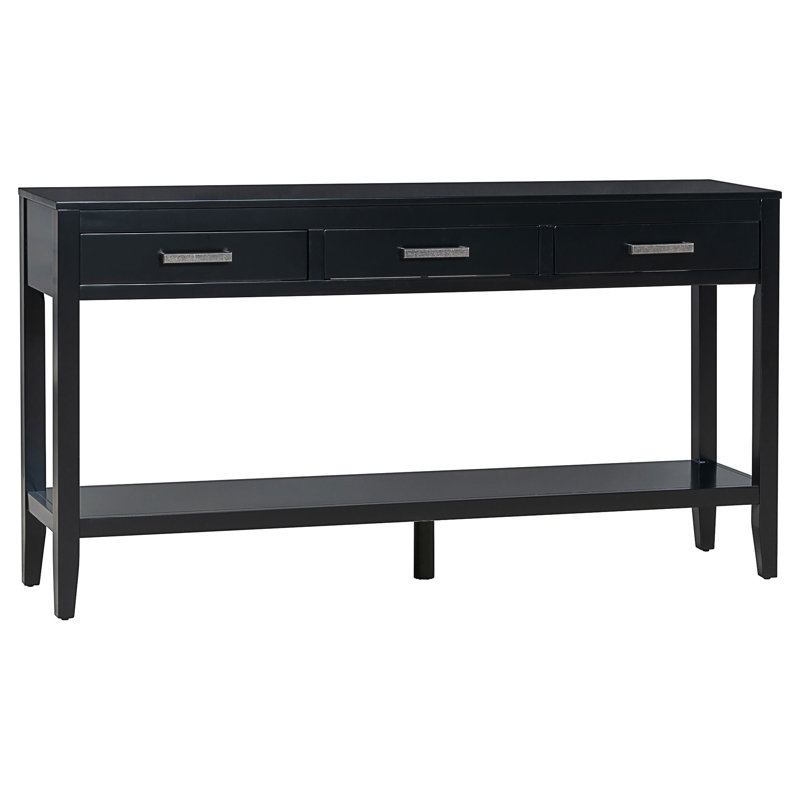 U_STYLE 59.1'' Farmhouse Entryway Table With 3 Drawers, Black