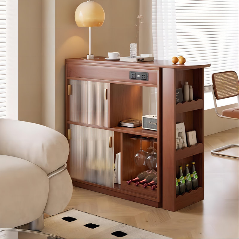 40.16"Retro Brown Solid Wood Extendable Bar Counter