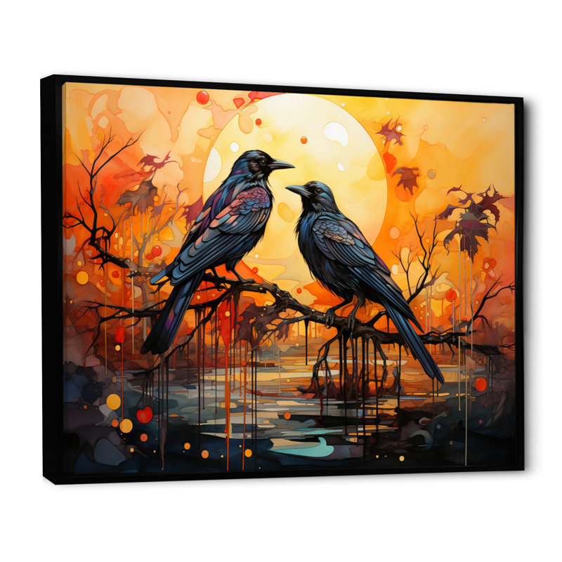 Crow Regal Renaissance II sur impression sur toile, H 12 po x l 20 po x P 1 po, Cadre flottant noir