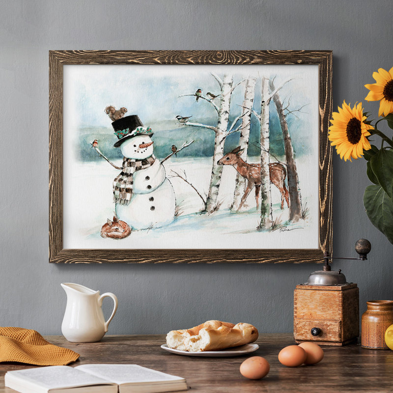 «Snow Friends», reproduction sur toile encadrée, Noyer, H 14 po x l 20 po x P 1,5 po