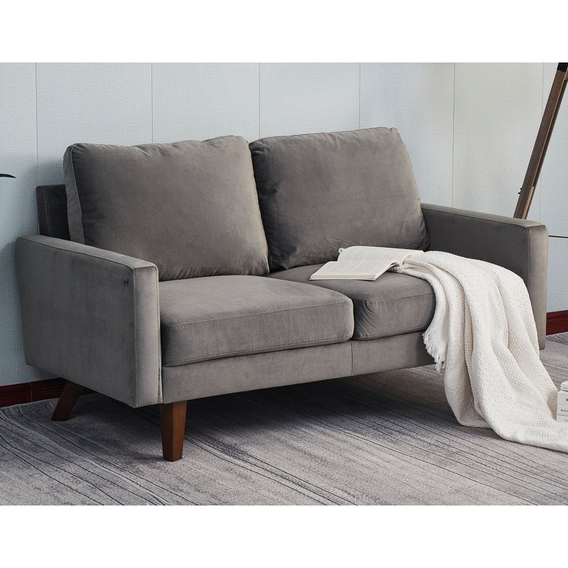 Isa-Bella Upholstered Loveseat, Gray Velvet, 57.9" W x 32" L
