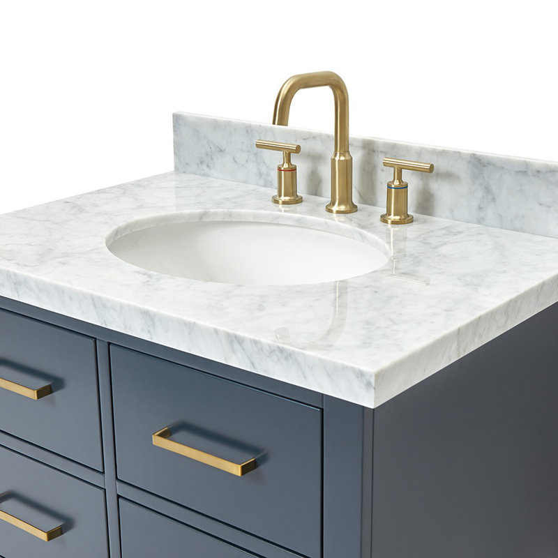 31'' W Single Vanity, Midnight Blue, Satin Brass