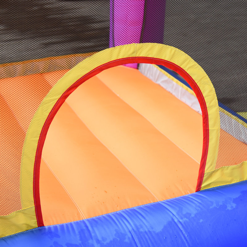 Outsunny Bouncy Castle with Slide Pool House Inflatable w/ Blower Multi-color