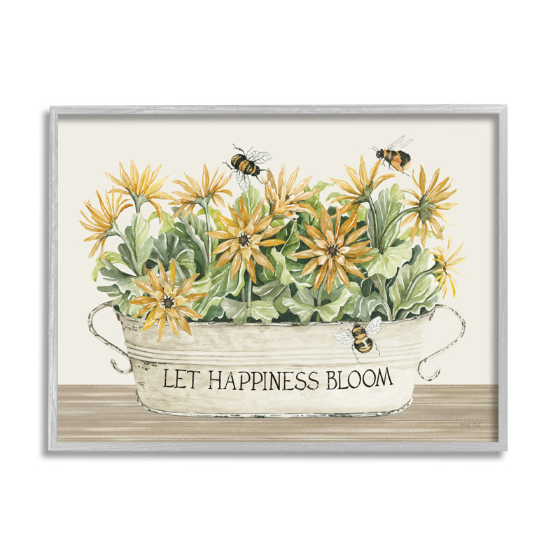 Happiness Bloom, insecte, abeille, H 16 po x l 20 po x P 1,5 po, Estampe numérique Farmhouse
