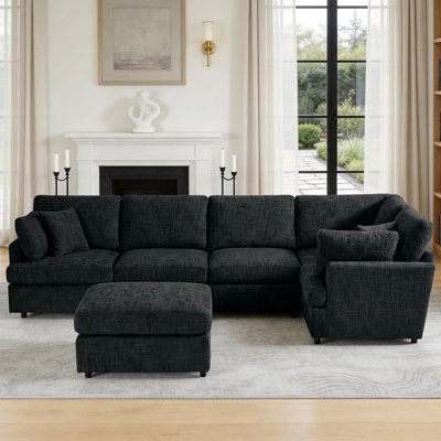 Canapé modulaire réversible 6 pièces avec repose-pieds amovible