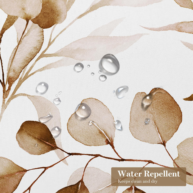 Rideau de douche à motif floral brun, rideaux de douche en tissu botanique en tissu moderne pour décoration de salle de bain rustique rétro, feuille d'eucalyptus brun clair aquarelle d'automne, 72 x 72