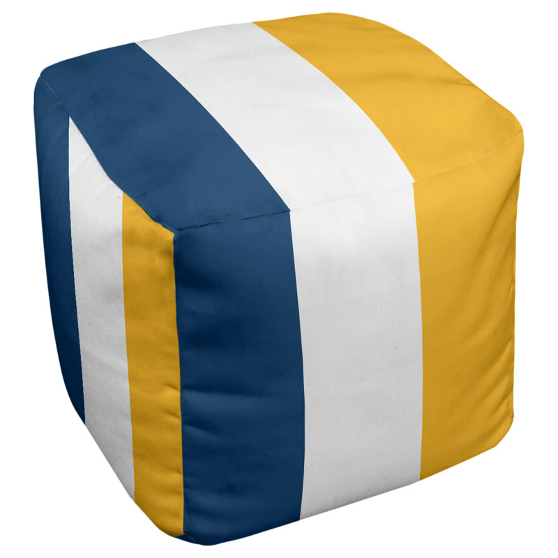 Repose-pieds cube california stripes, Bleu / Blanc / Jaune