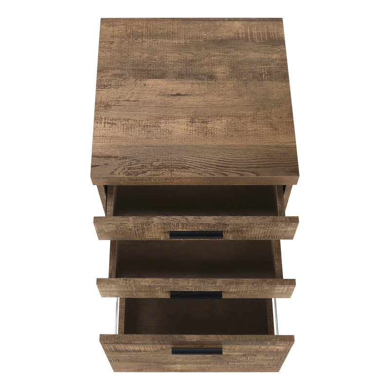 Classeur contemporain contemporain brun avec bureau verrouillable et mobile sur base roulante