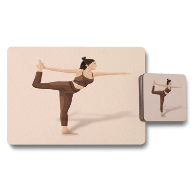 Floral Art Placemat and Coaster Set With Wood Backing and Limited Edition Print Technology