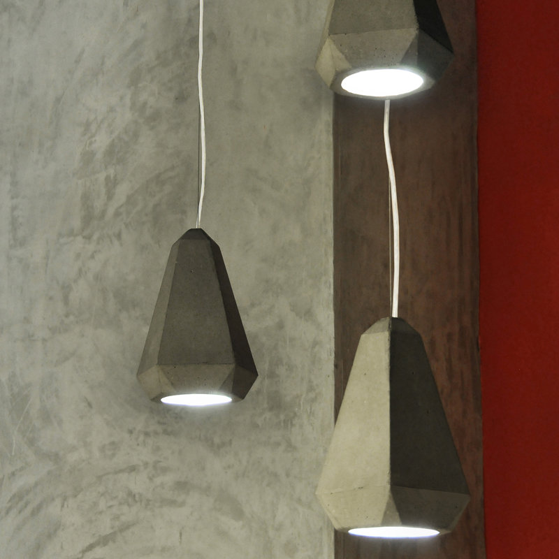 White Concrete Single Pendant Light with Adjustable Length