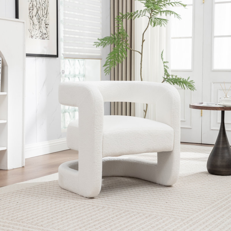 Fauteuil demi-tonneau Divaraj, Ourson blanc