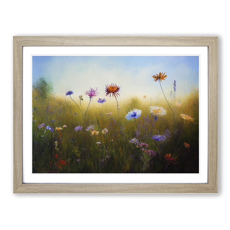 Stunning Wildflowers Floral - Single Picture Frame Painting, 34cm H x 46cm W x 2cm D, Oak