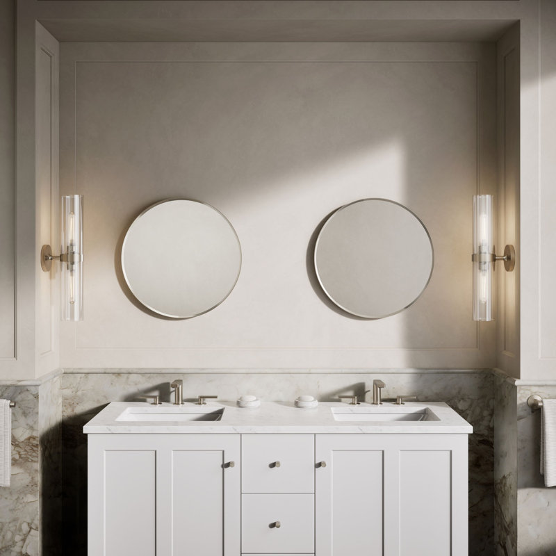 Miroir de salle de bain Essential, Nickel brossé, H 22 po x l 22 po x P 1,38 po