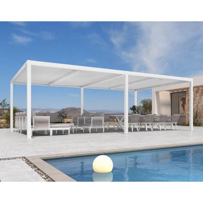 Pergola d'extérieur en aluminium blanc 14 'x 24'