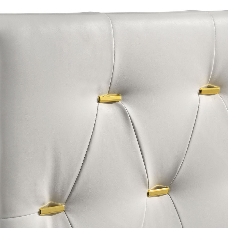 White Upholstered Eastern King Panel Bed
