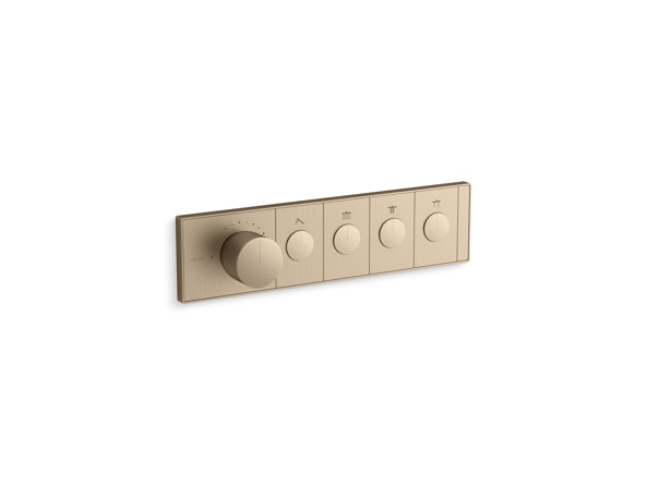 Anthem Four-Outlet Thermostatic Valve Control Panel With Recessed Push-Buttons