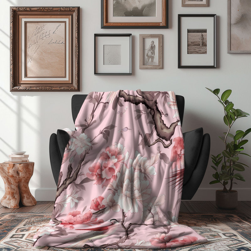 Jeté rose 1 pièce Premium Sherpa, Grand lit