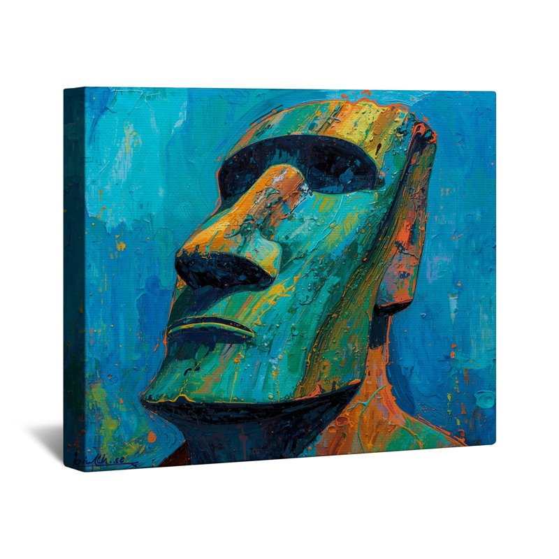 Moai Head Sculpture, toile tendue dans de nombreuses tailles, 20 x 30 inches