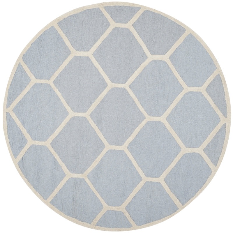Deedgra Hand Tufted Wool Geometric Rug, Round 6'