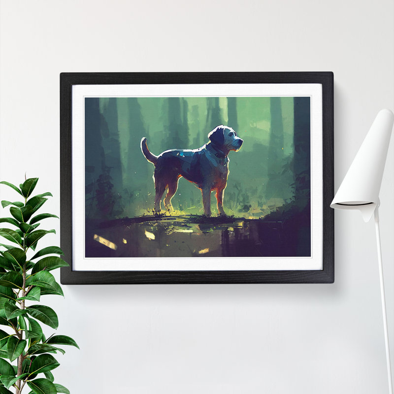 Dog Vol.2 Abstract - Single Picture Frame Painting, 46cm H x 64cm W x 2cm D, Black