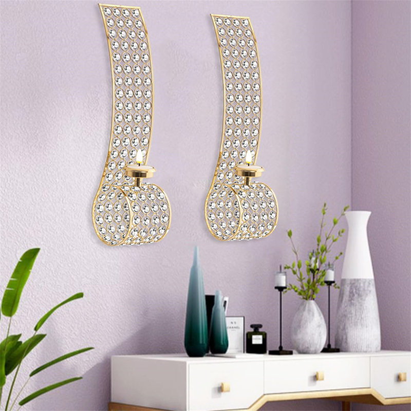 2 Piece Wall Wall Sconce Set, Gold