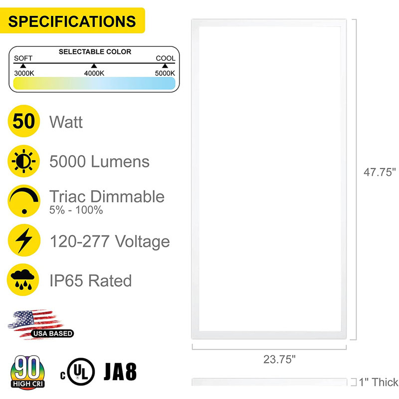 Dimmable Rectangle Flat Panel Ceiling Light