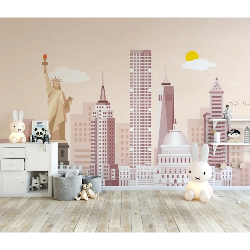 Papier peint amovible Statue of Liberty and Skyscrapers USA New York, L 105,96 po x l 187 po